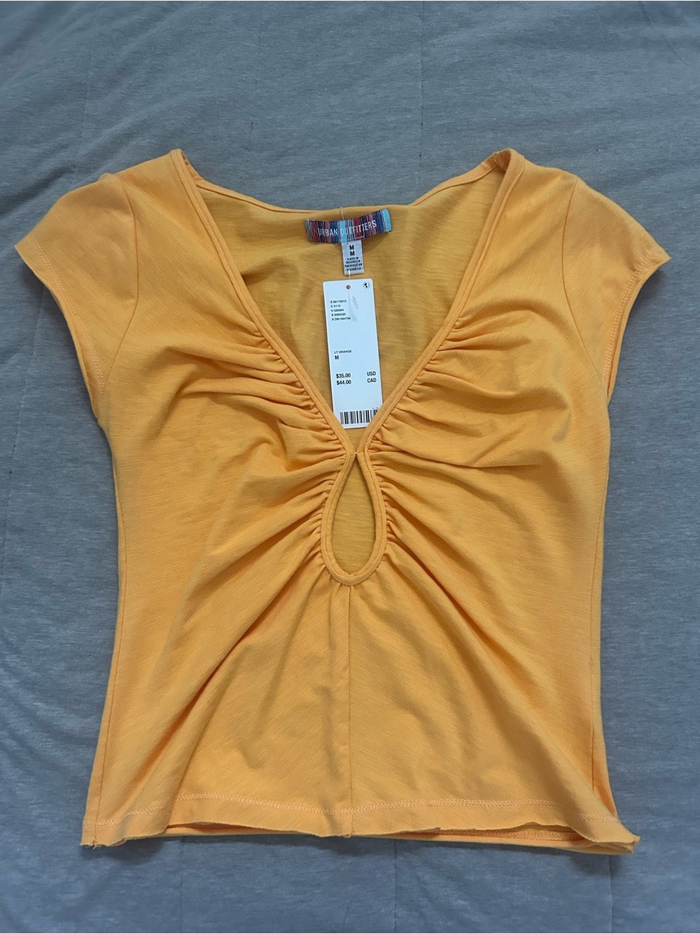Urban Outfitters Golden Yellow Keyhole Ruched Crop Top